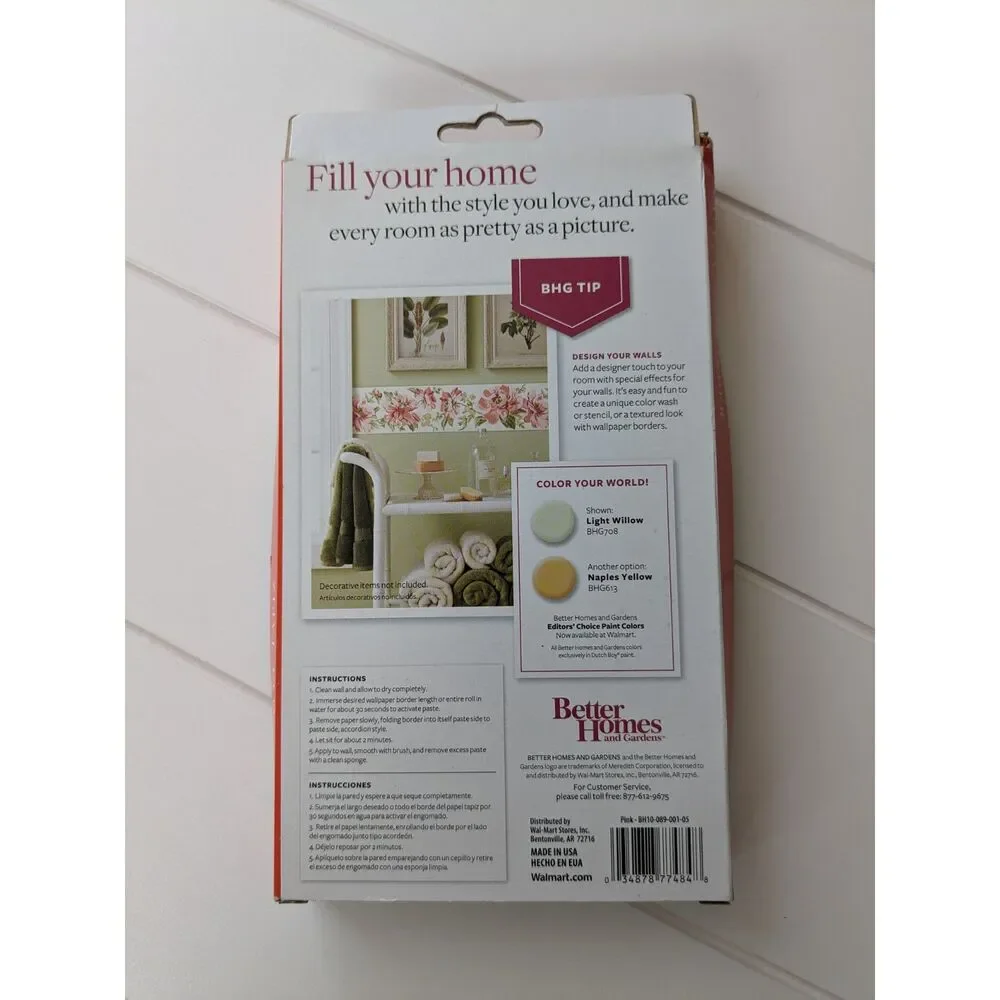 Better Homes & Gardens Wallpaper Border - Pink Flowers - 6.75